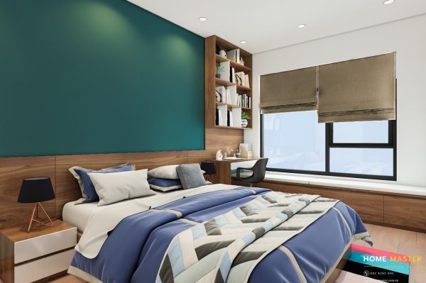 Phòng ngủ con trai với tone xanh cá tính năng động