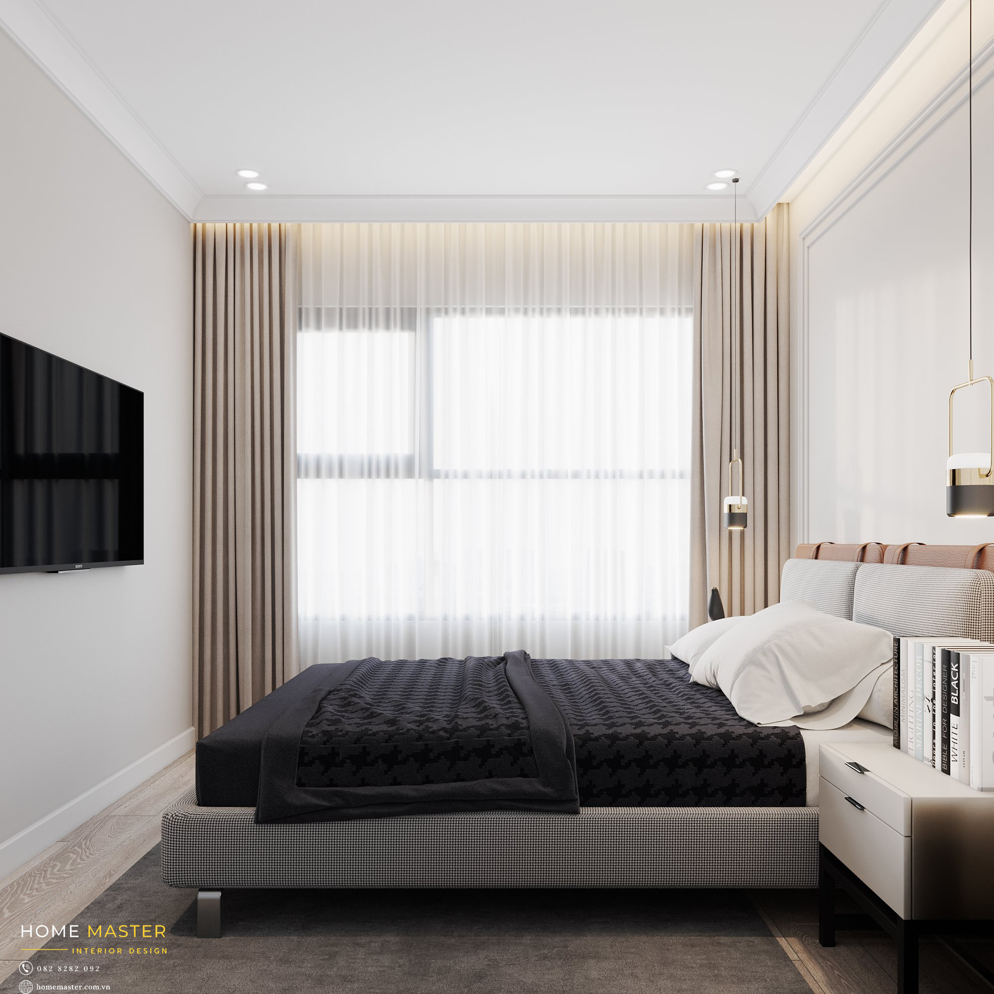 Giống như thiết kế phòng khách, phòng ngủ Master chú trọng vào ánh sáng tự nhiên để tạo cho gia chủ một không gian sử dụng thoải mái nhất.